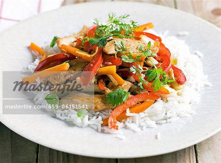 Chicken with peppers and rice