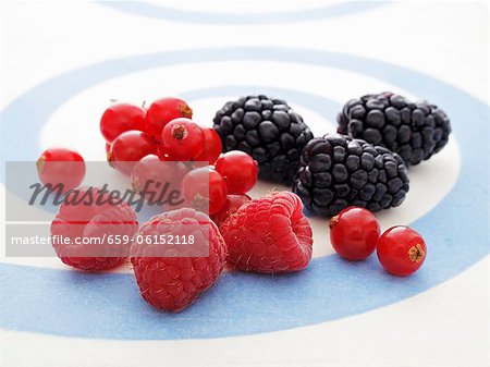 Fresh raspberries, redcurrants and blackberries Fresh raspberries, redcurrants and blackberries