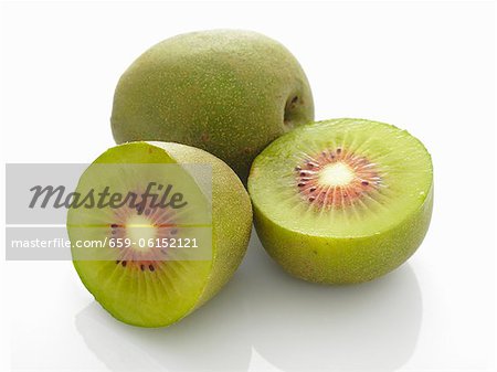 Chinese kiwis, whole and halved