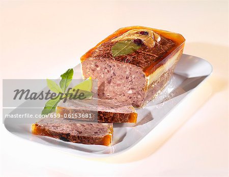 Venison pate with bay leaf