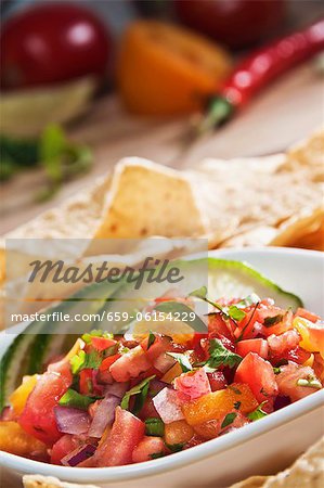 Bowl of Fresh Salsa with Tortilla Chips