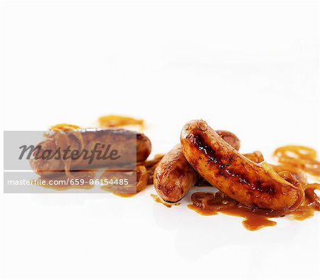Cumberland sausages with onion sauce Cumberland sausages with onion sauce