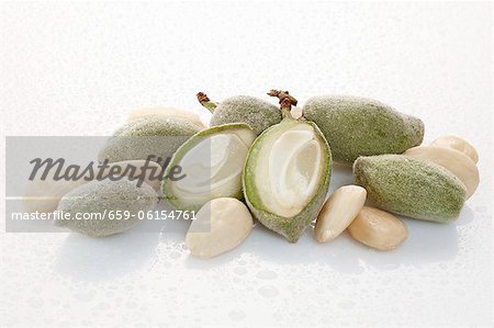 Raw almonds and almond hulls Raw almonds and almond hulls