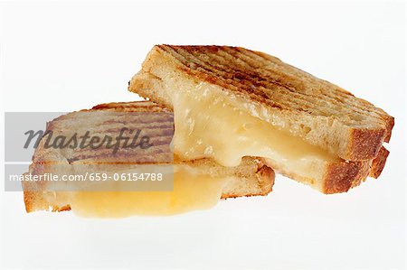 Grilled Cheese Sandwich with Orange Cheese; Halved and Stacked