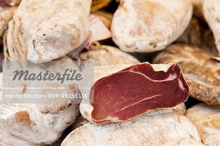Raw ham on the market