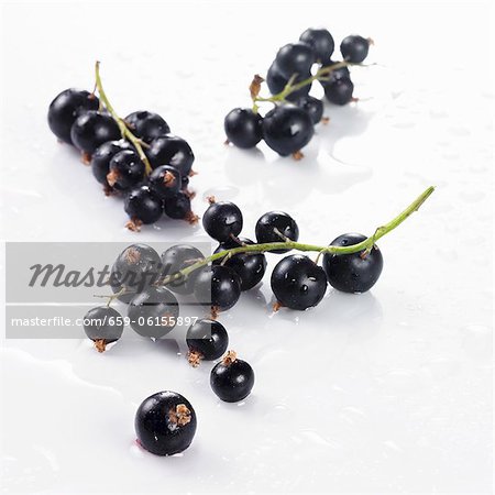 Blackcurrants with drops of water