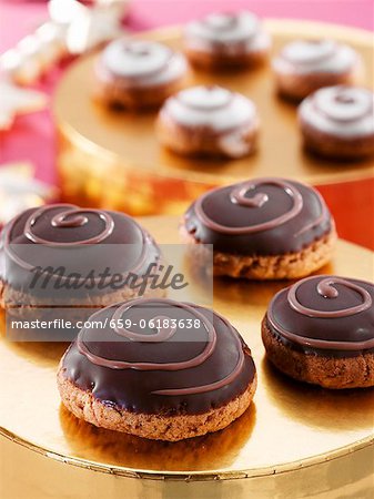 Silesian 'pepper nut' biscuits with a chocolate glaze