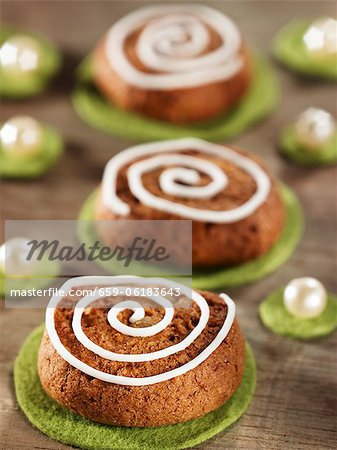 Silesian 'pepper nut' biscuits decorated with icing sugar