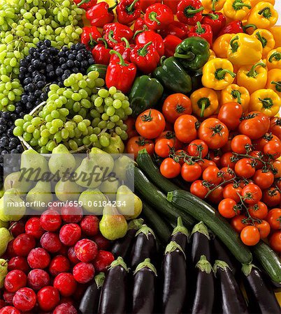 Various vegetables and fruit (macro zoom)