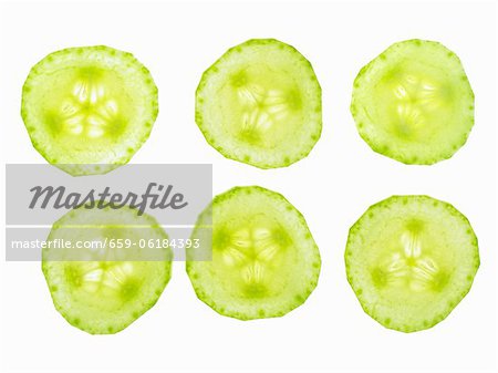Six cucumber slices Six cucumber slices