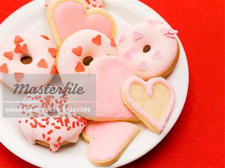 Doughnuts and biscuits for Valentine's Day
