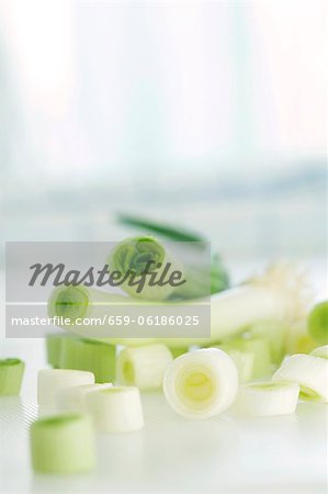 Spring onions, whole and sliced Spring onions, whole and sliced