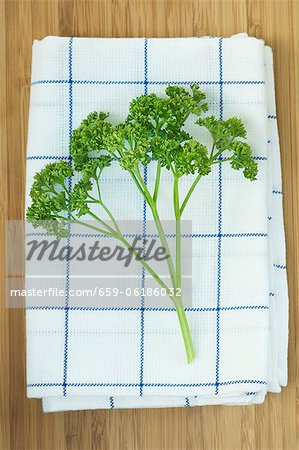 Parsley on a tea towel