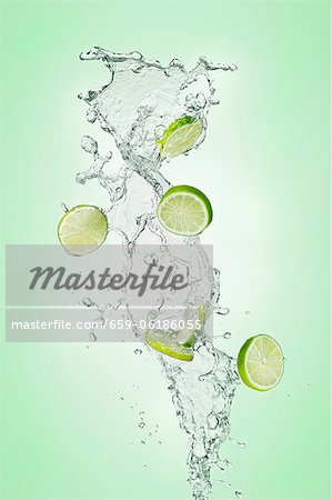 Slices of lime in water Slices of lime in water