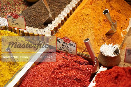 Various spices on a Turkish market