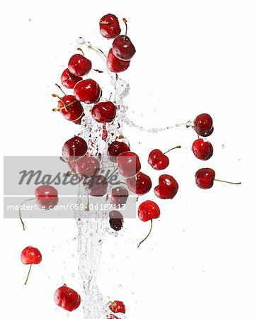 Cherries with a splash of water