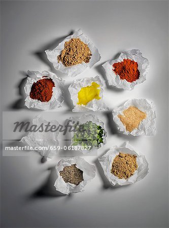 A variety of spices in parchment A variety of spices in parchment