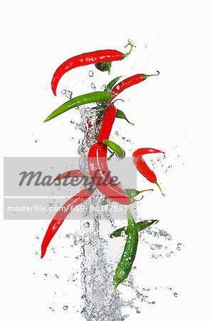 Airborne chillies and water Airborne chillies and water