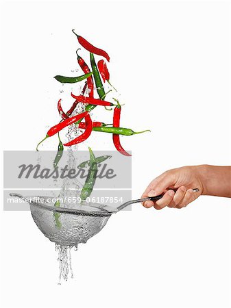 Sieve and airborne chillies Sieve and airborne chillies