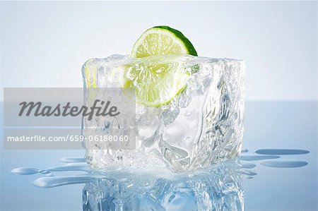 Lime in a block of ice