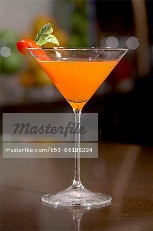 The Smoking Gun; Rum Cocktail with Grapefruit Twist; Red Pepper Garnish