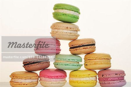 A pyramid of different coloured macaroons