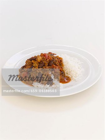 Chili Con Carne Served with White Rice Chili Con Carne Served with White Rice