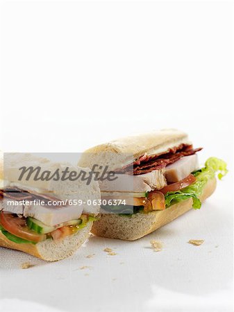 Club sandwiches with chicken and bacon Club sandwiches with chicken and bacon