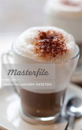 Chocolate Cappuccino with Foam in a Glass