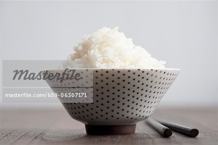 White Rice in a Green Bowl