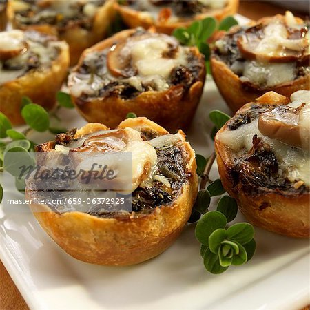 Mushroom Tartlets with Mozzarella Cheese