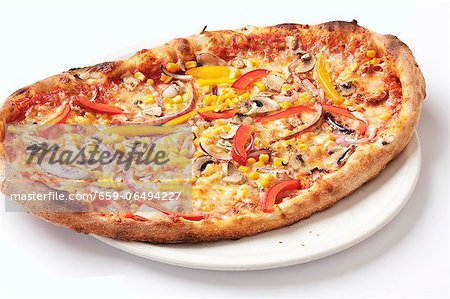 Pepper, sweetcorn and onion pizza