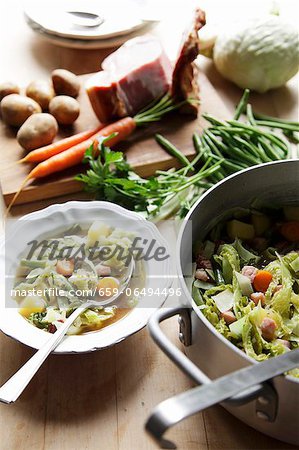 Vegetable soup with ingredients