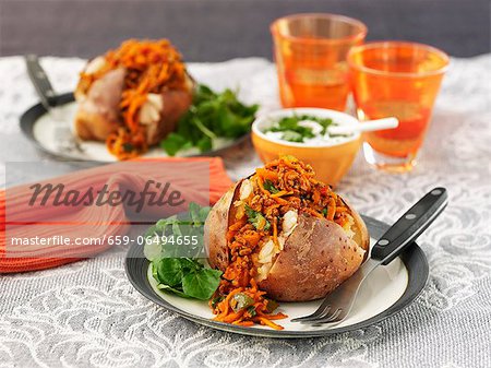 Jacket potatoes with carrot chilli
