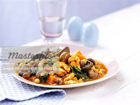 Prawn curry with mushrooms