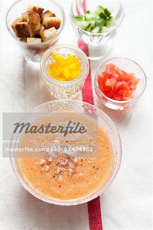 Gazpacho with ingredients