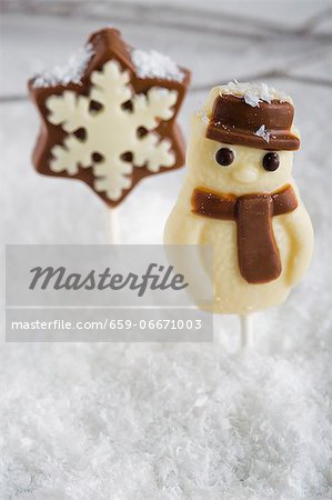 A marzipan snowman and a chocolate star