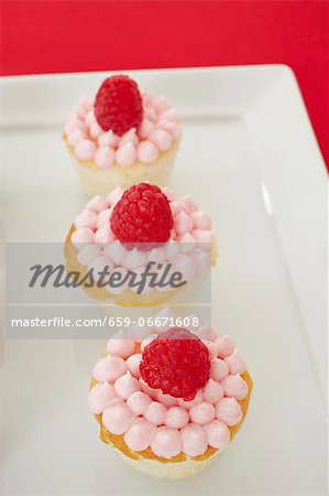 Three Mini Raspberry Cupcakes