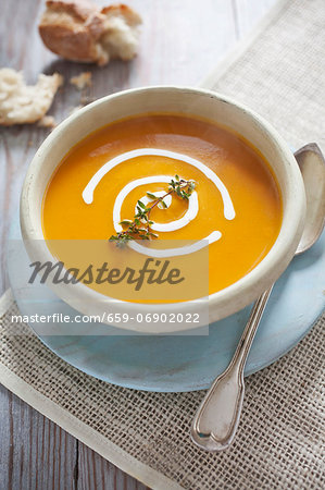 Pumpkin soup with a garnish