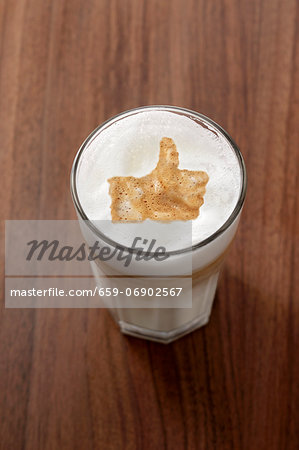 Latte macchiato with the 'Like' symbol