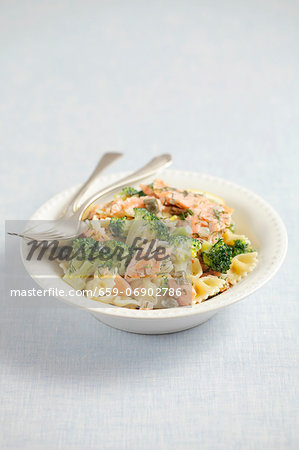 Farfalle with smoked salmon, broccoli and cream sauce Farfalle with smoked salmon, broccoli and cream sauce
