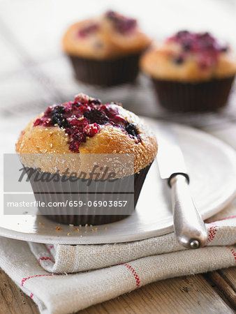 Berry muffins in paper cases