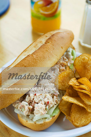 Lobster sandwich with crisps