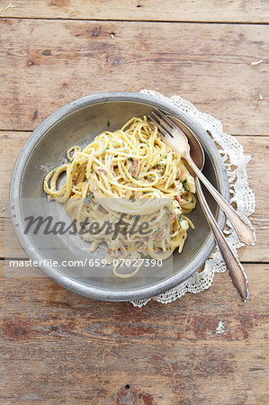 Spaghetti carbonara with chicken Spaghetti carbonara with chicken