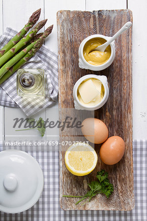 Ingredients for sauces served with asparagus