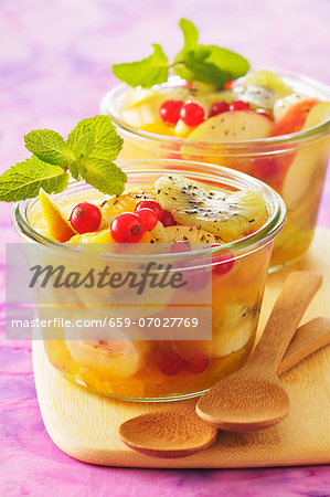 Summery fruit salad with mint