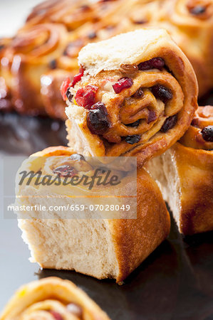 Raisin and cranberry whirls