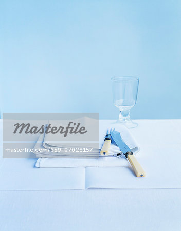 Napkins and a place setting in blue