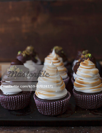 Coffee cupcakes with Irish Cream liqueur and marshmallow topping