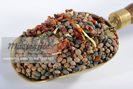 A mix of lentils, dried vegetables and herbs